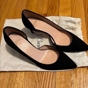 Black suede j crew heels